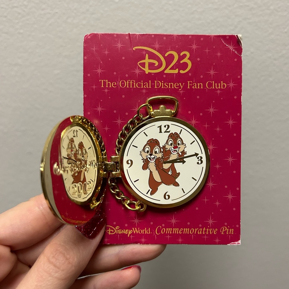 Disney D23 Chip N Dale Commemorative Pin Clock New WDW Pocket Watch Disneyland